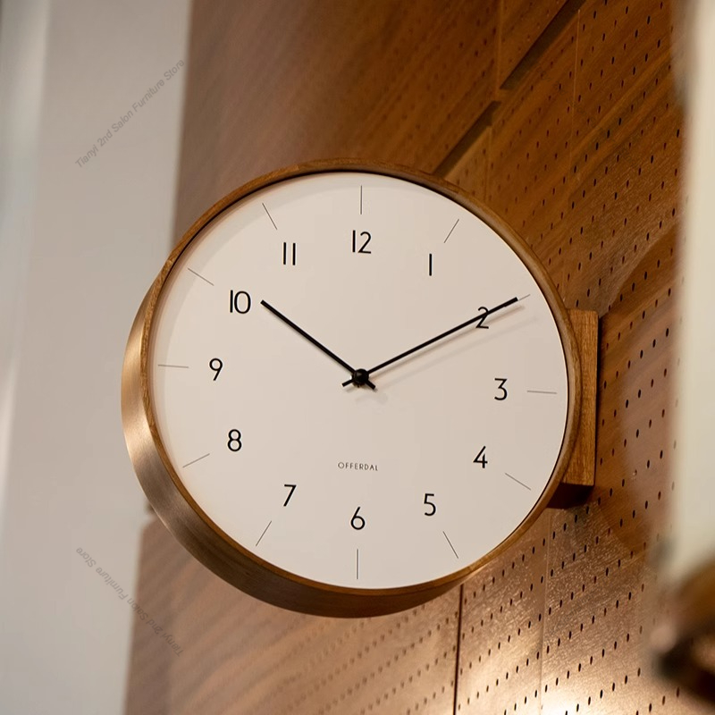 Japanese Lifestyle Home - Japanese-style Solid Wood Double-sided Wall Clock