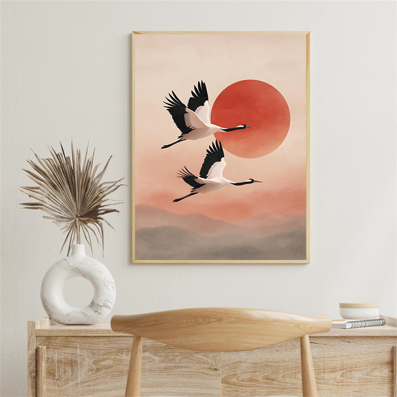 Vintage Crane Flying Birds Flo - Japanese Lifestyle Home recension och pris