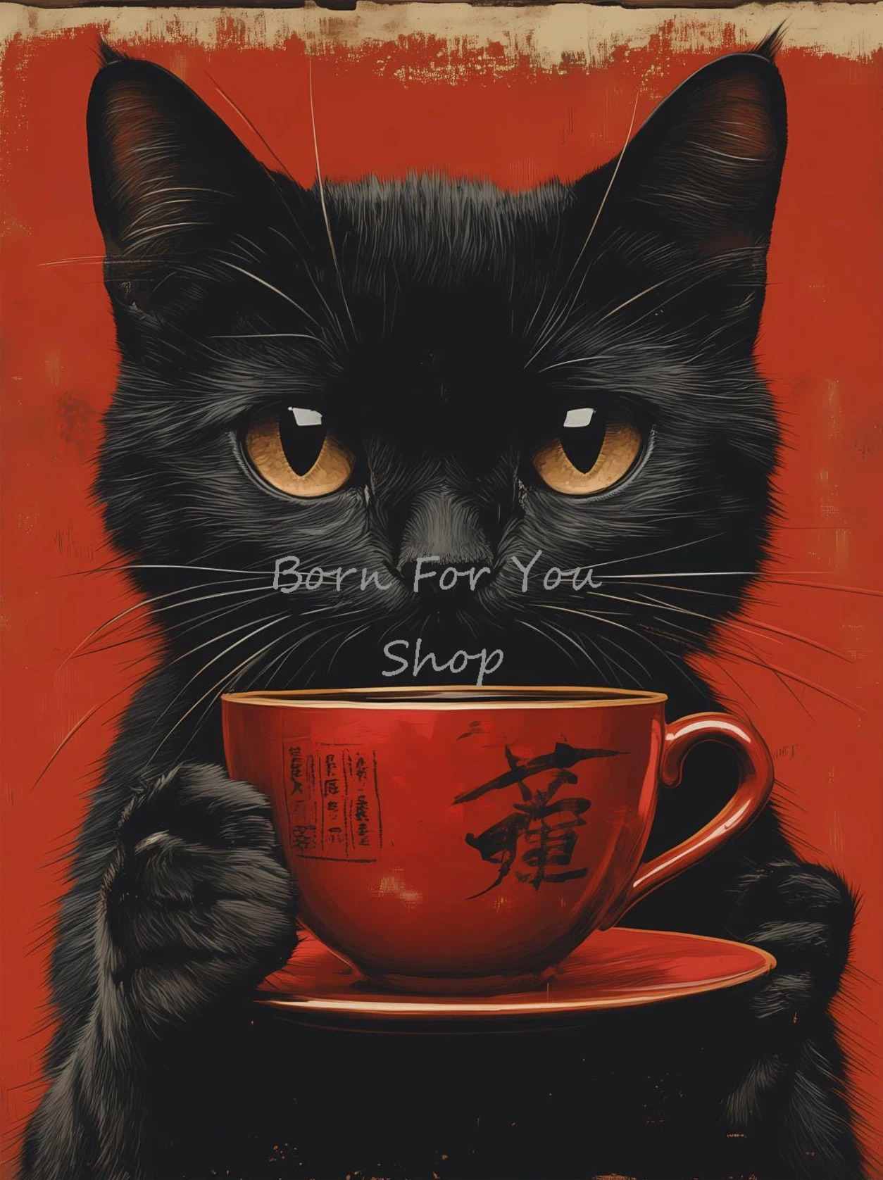 Japanese Edo Style Black Cat E - Japanese Lifestyle Home recension och pris